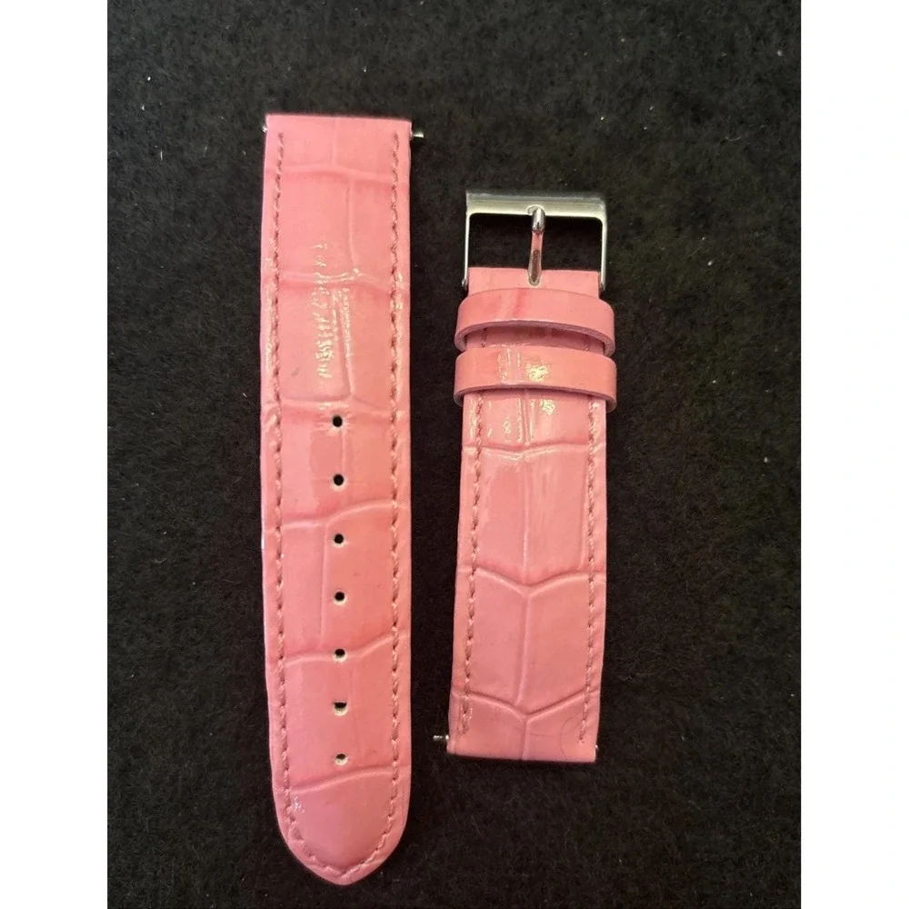 Vintage GUESS Strap Genuine Leather Watch Band Wristwatch Pink 22MM